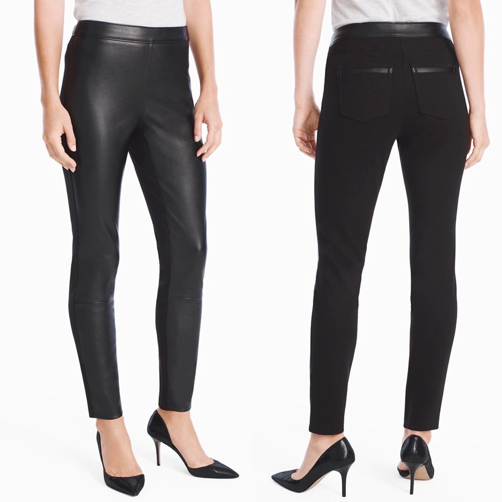 White House Black Market Vegan Leather Front Leggings Size 2
